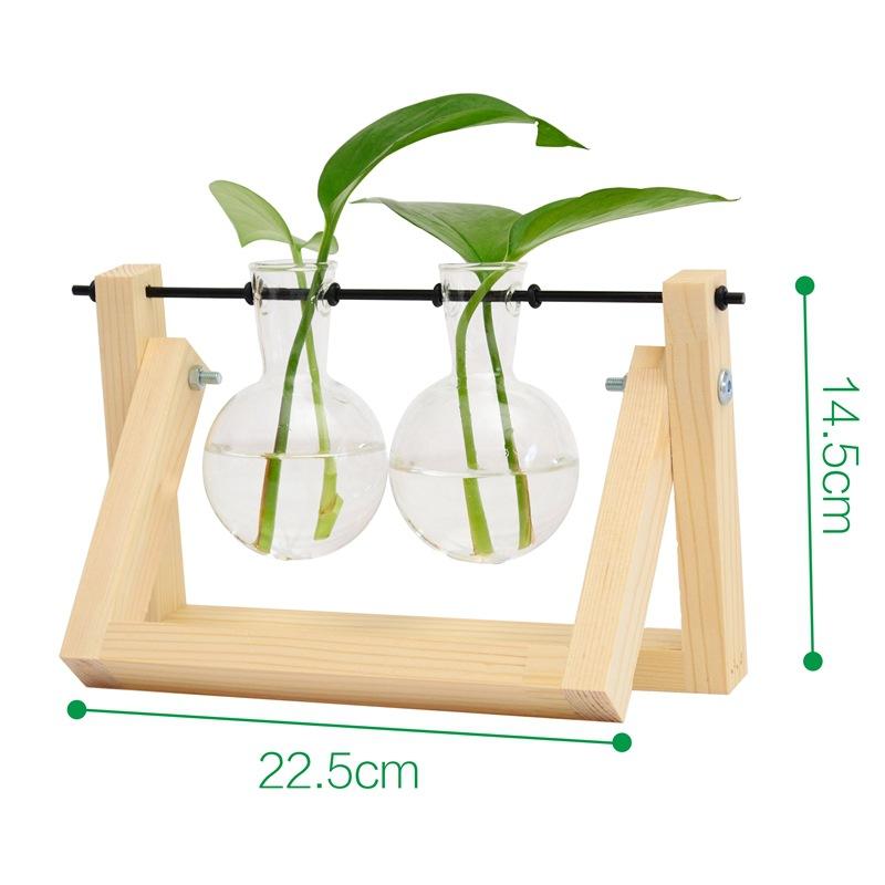 Air Planter Bulb Glass Vase Plant Terrarium With Wooden Stand Retro Tabletop For Hydroponics Home Garden Office Decoration