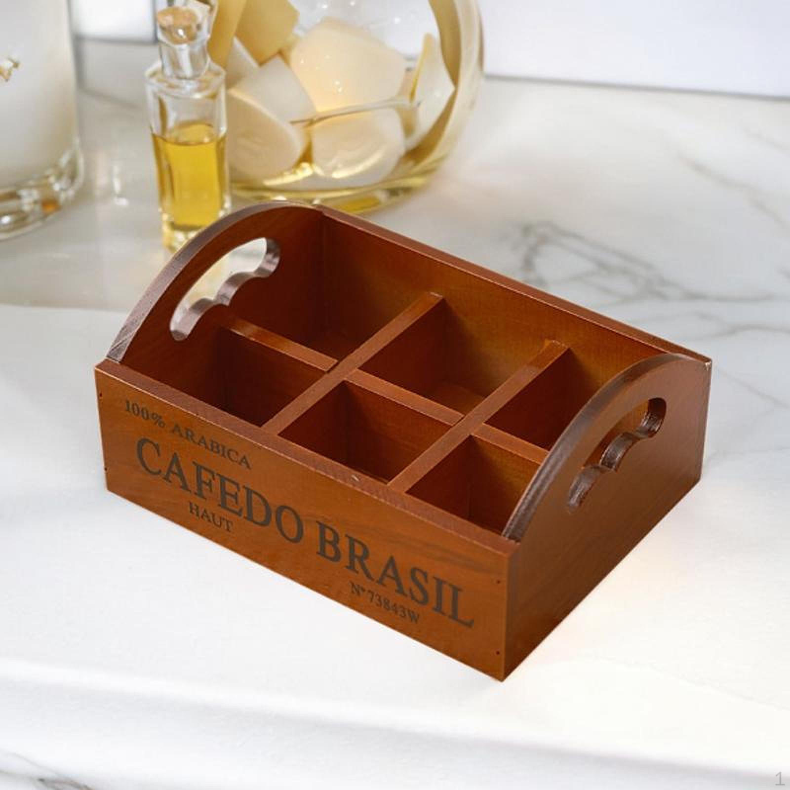 Разделенный деревянный сервировочный поднос, тарелка для орехов, поднос с ручками, многофункциональная емкость для конфет 6 20.5x15.5x9.5cm