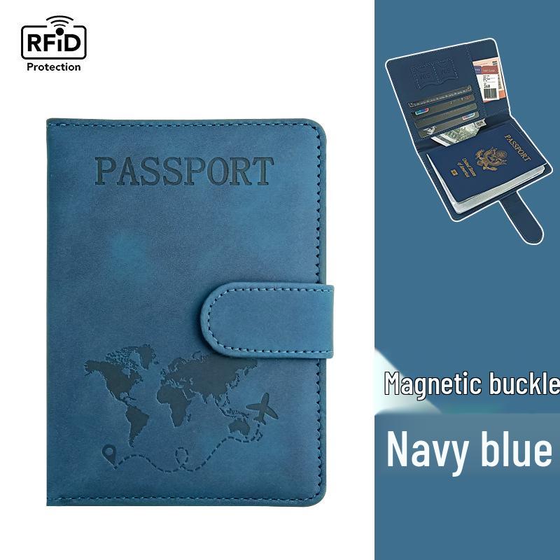 PU Leather Multi-Card Passport Holder with Embossed Design