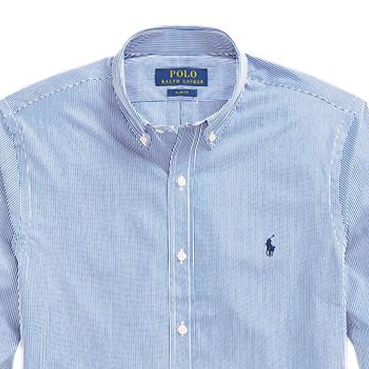 Polo Ralph Lauren FW22 Striped Casual Slim Fit Long Sleeve Shirt Men Shirts Blue MNPOWOV16822117-400