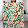 Vintage Mid Century Geometry Throw Blanket Soft Retro Abstract Geometric Blanket for Sofa Bed Couch Chair Camping Travel Or Dorm