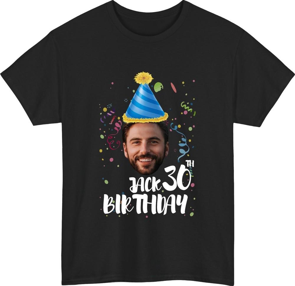 Personalise birthday crew tshirt custom photo name age matching group party top S