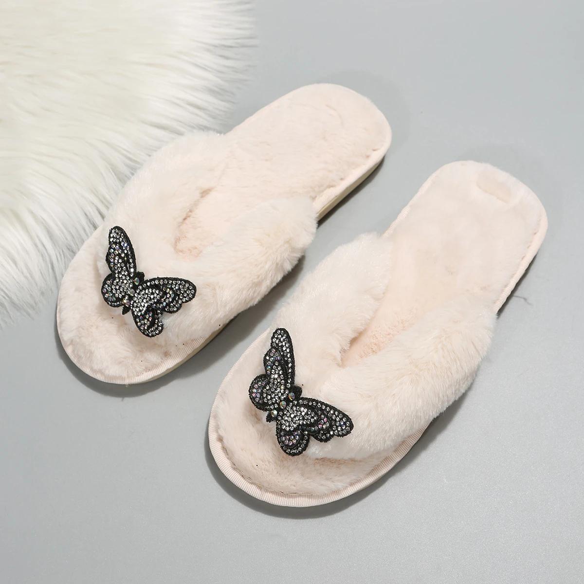 

Женские тапочки, модные домашние тапочки с бантом, новинка 2024 года, зимняя повседневная домашняя хлопковая обувь, женские тапочки 40-41 белый