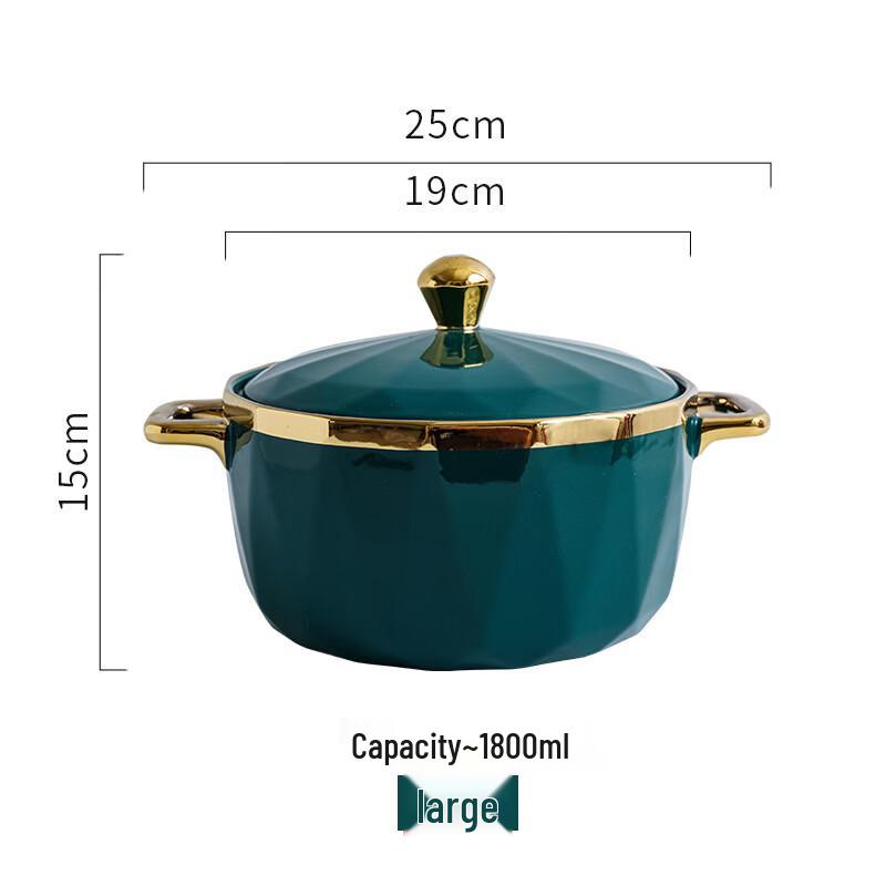 RuHan Light Luxury Gold-Rimmed Double-Handled Soup Bowl