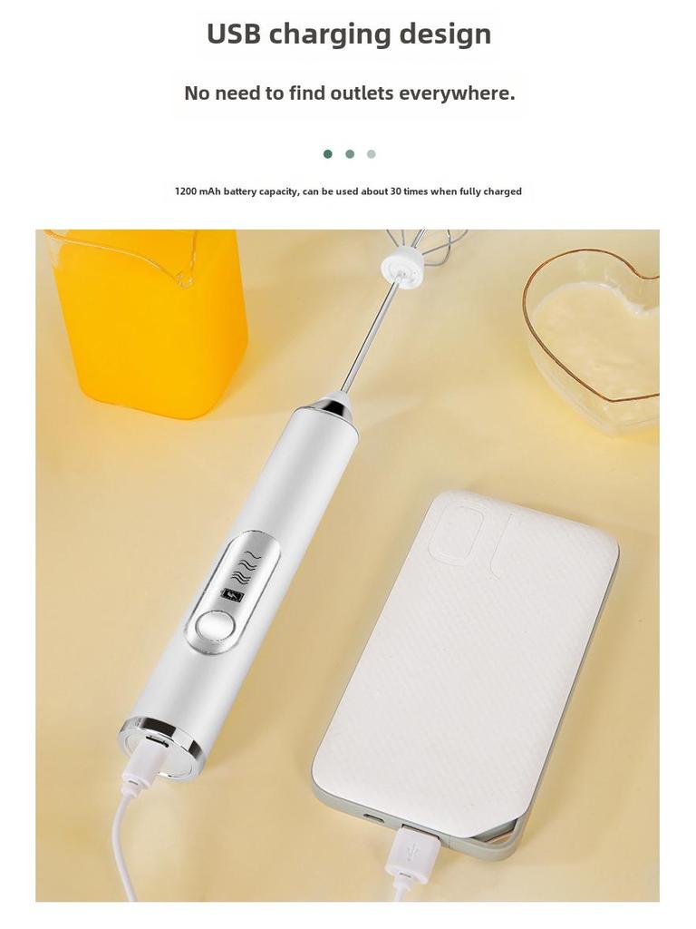 Wireless Electric Handheld Egg Beater & Milk Frother for Cream, Cake, Coffee, Baking