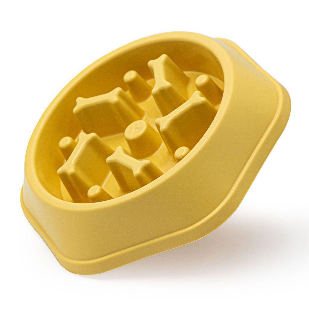 

Choking Anti Pet Dog Feeding Bowl Feeder Pets Products Plastic Material Tool Yellow