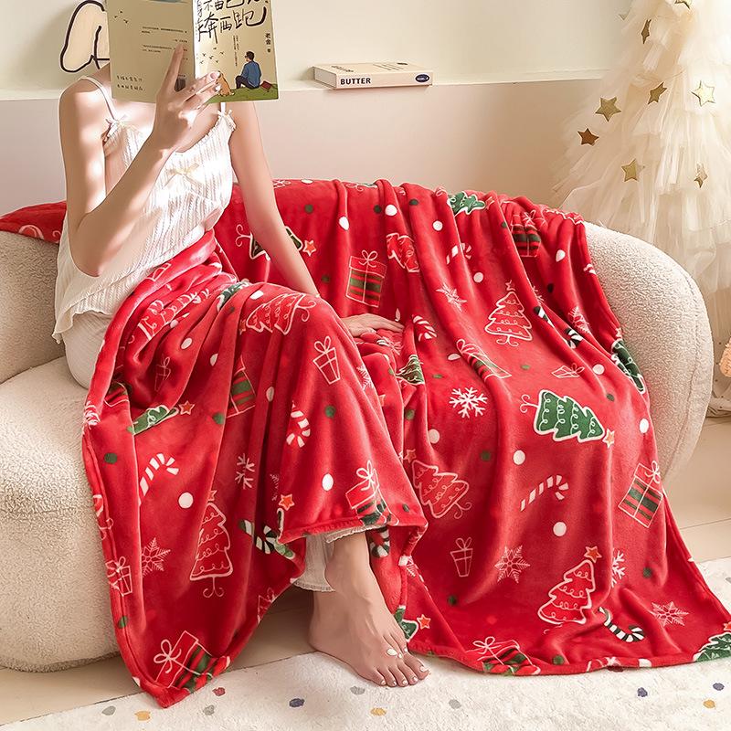 Thick Coral Fleece Christmas Sofa Blanket