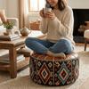 Boho Style Sofa Stool Cover PU Leather Footstool Cover Multipurpose Storage Leg Bench  Tatami