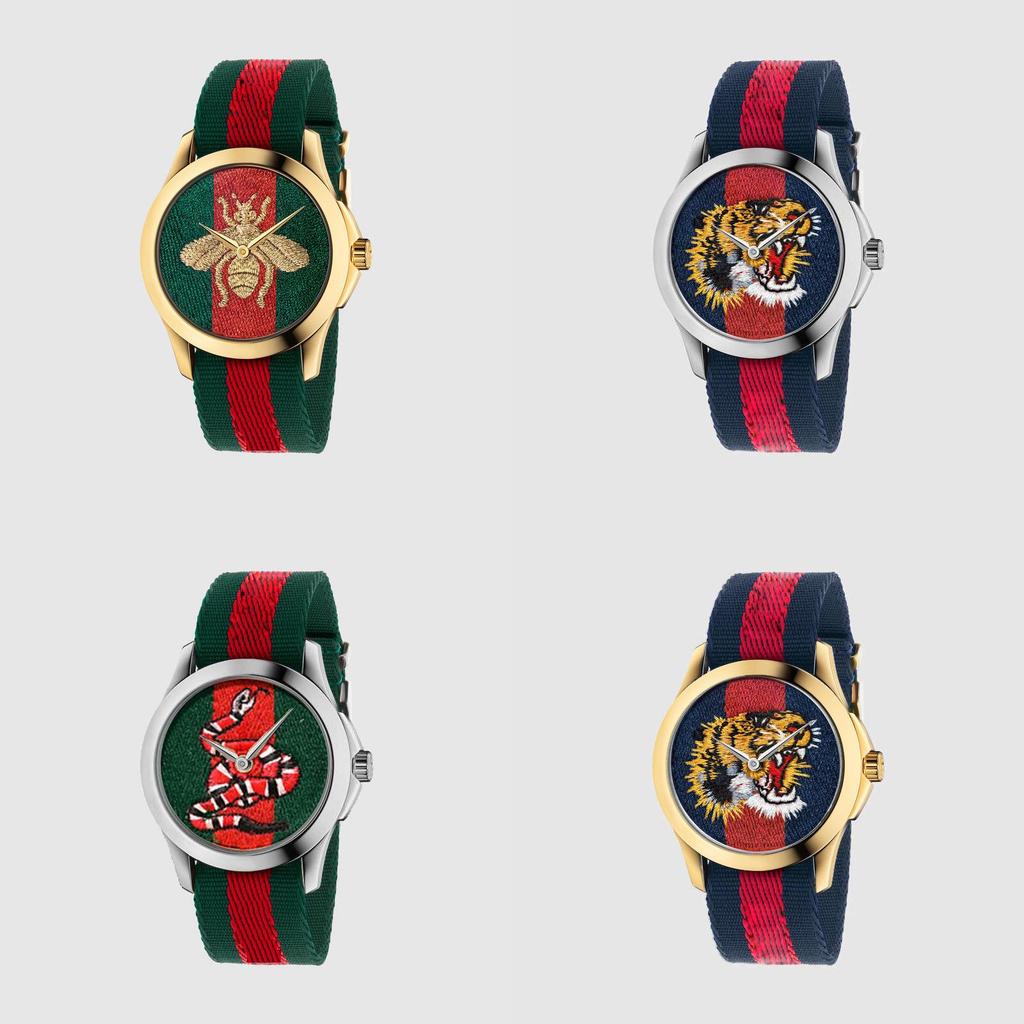 Female Sport Watch With Snake Tiger And Bee Embroidery Design For Daily Wear