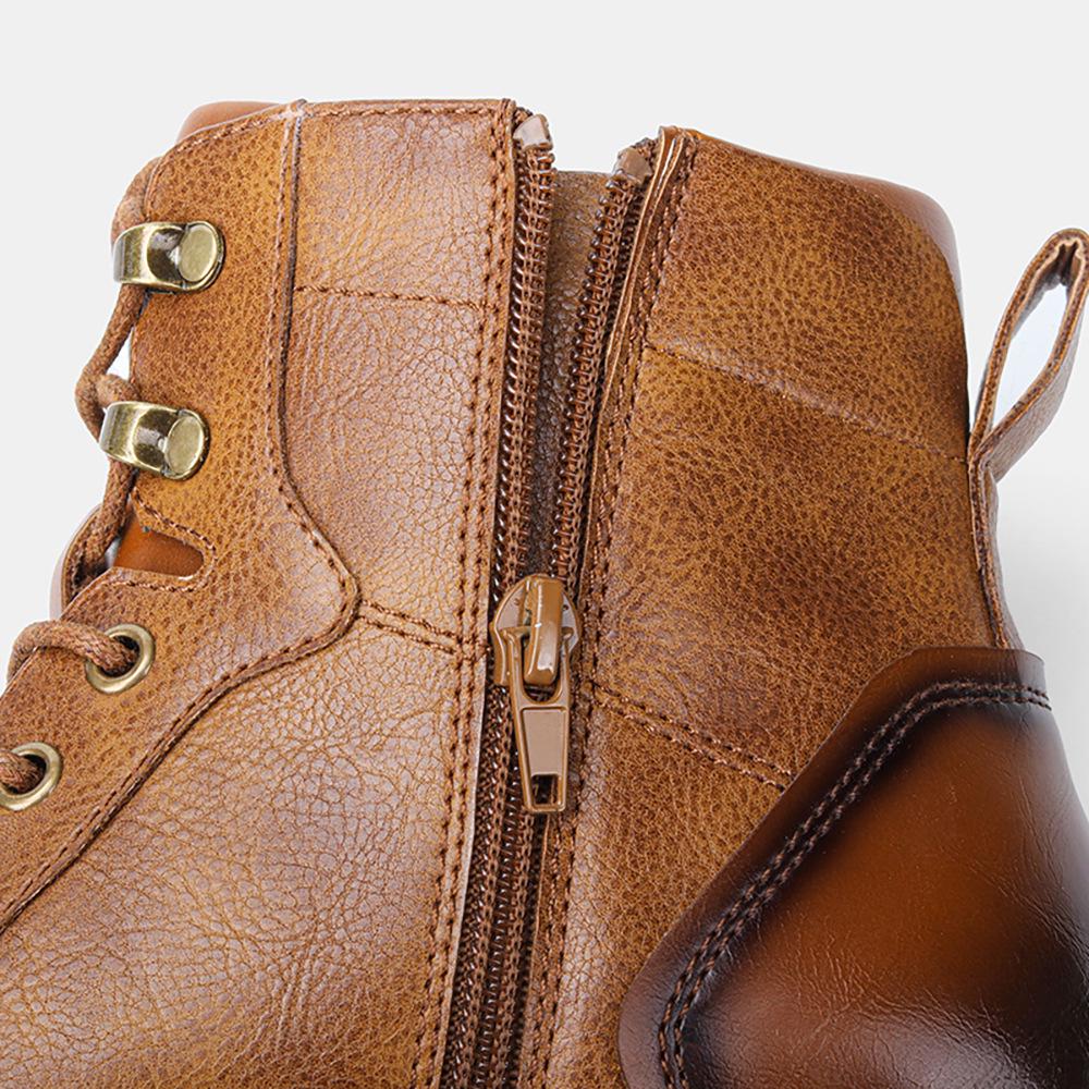 Plus Size Men's High-Top Leather Workwear Ankle Boots - US Size Fashion Martin Boots