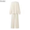 ZANZEA Women Long Sleeve Blouse and Pants Casual Two Piece Suit Sets
