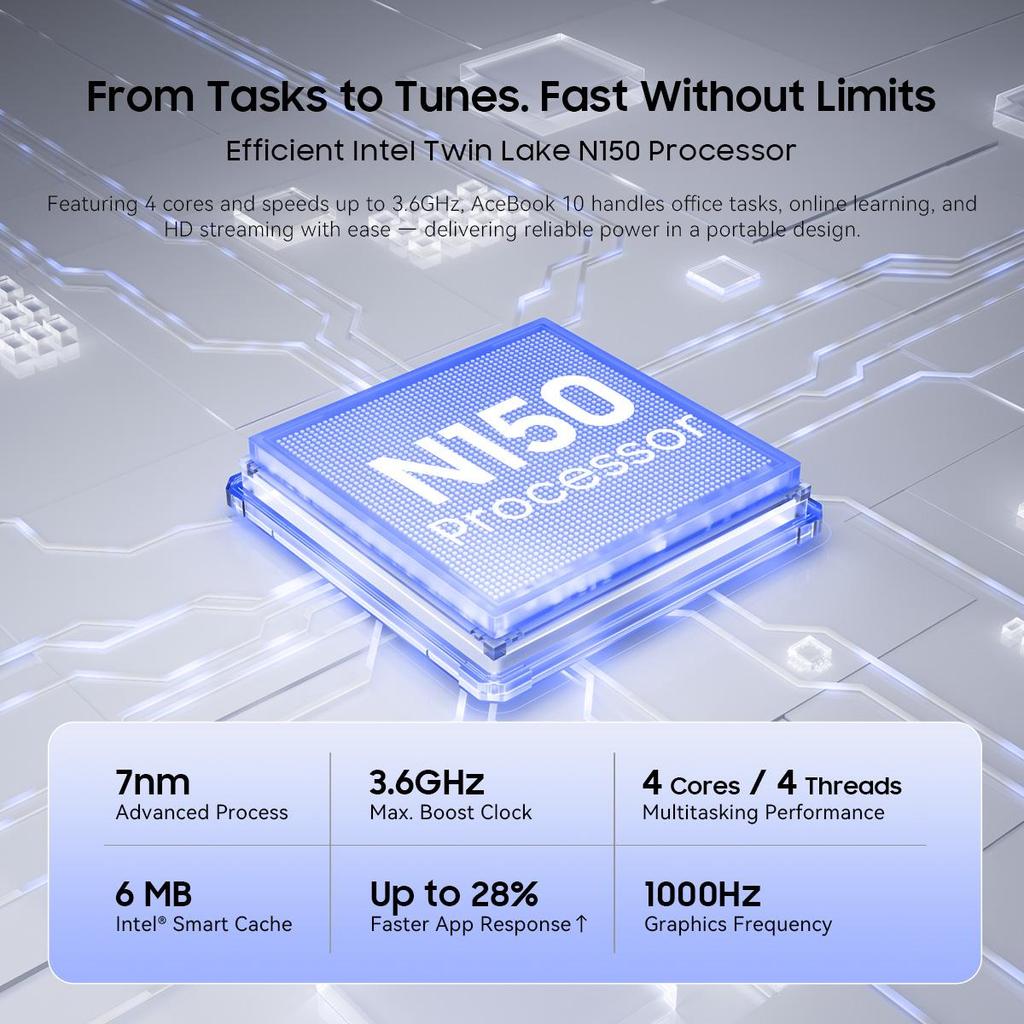 Blackview AceBook 10 18,5-Zoll Laptop Intel N150 Prozessor, 16GB RAM, 512GB SSD, 0-180° flach klappbares Scharnier