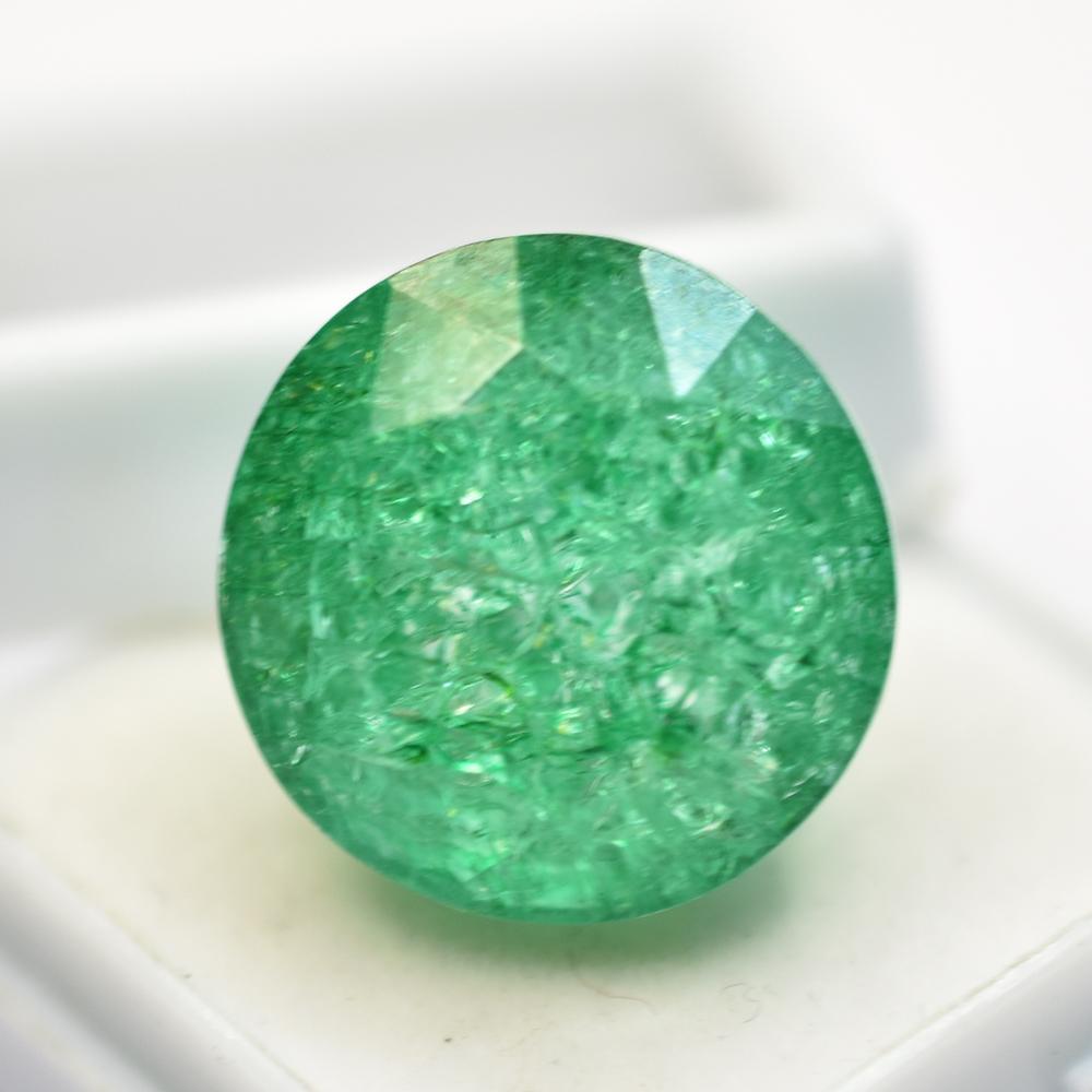 Natural Green Emerald Loose Gemstone Round Cut 34.40 ct for Jewelry Making and Gem Collections