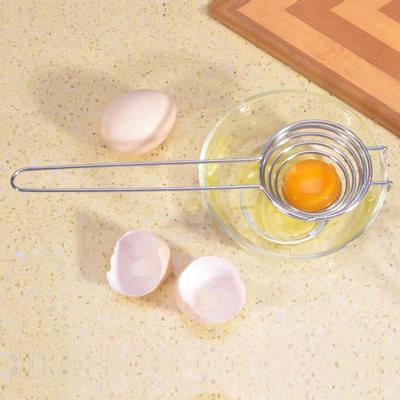 Egg White Separator Spiral Shape with Long Handle 304 Stainless Steel Food Grade Egg Yolk Filter for Kitchen
