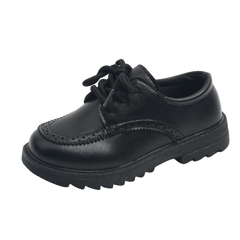 Scarpe da ragazzo, nuovo modello primavera e autunno, stile britannico, scarpe in pelle nere per bambini con suola morbida, adatte agli studenti della scuola primaria da indossare per