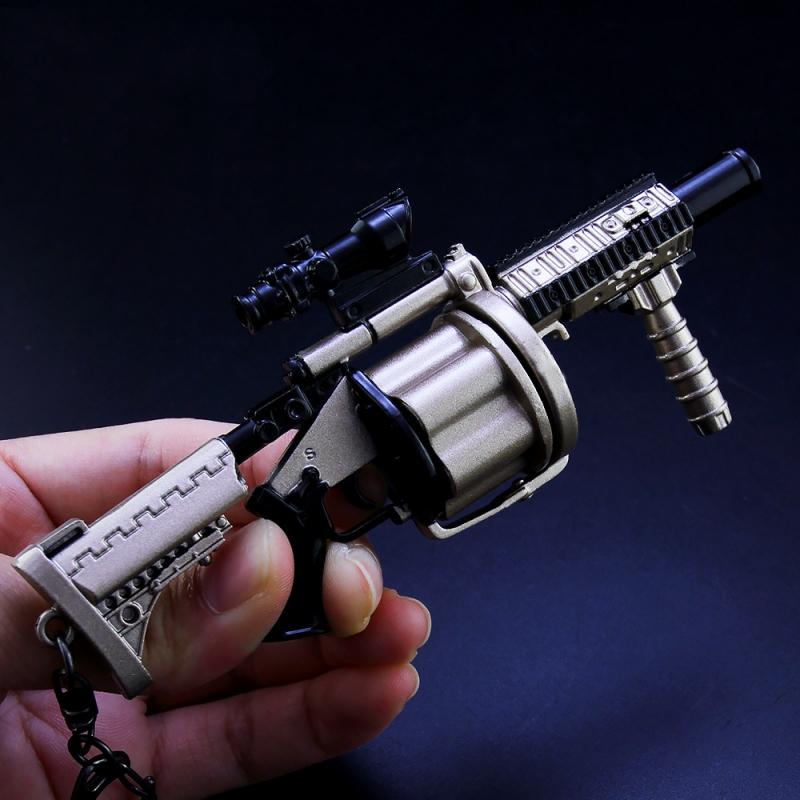 Weapon Model 14cm Metal Gun Playerunknowns Battlegrounds MGL Grenade Launcher Guns Keychain Arms Game Peripheral Boys Toys