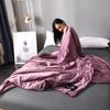 Luxury Emulation Silk Quilted Quilt Queen High End Spring Summer Satin Quilts Mechanical Wash Soft Comfortable Thin Comforter