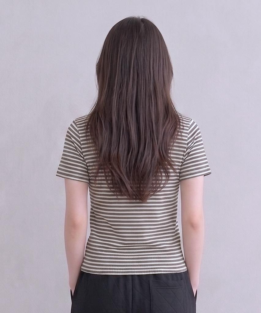 ADERNM Slub Stripe Crop T Black