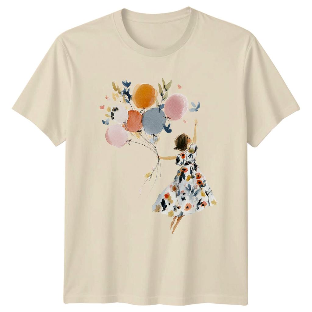 Watercolor Art Unisex Holding Balloons Unisexs TShirt Floral Design Celebration