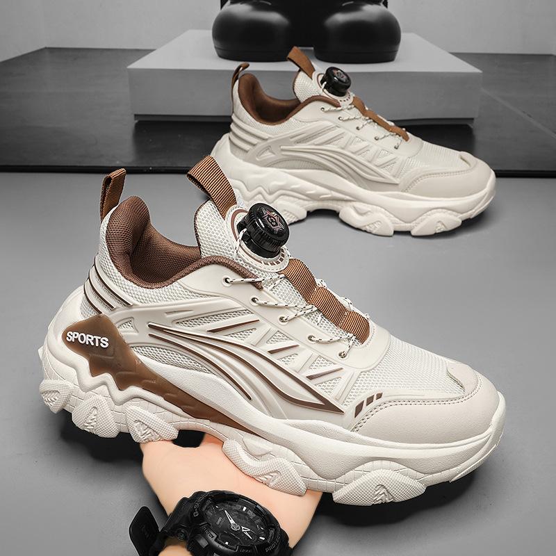 Men's Shoes Autumn New Mecha Leather Surface Rotating Buckle Dad Shoes Platform Casual Sports Shoes Youth Fashion Shoes