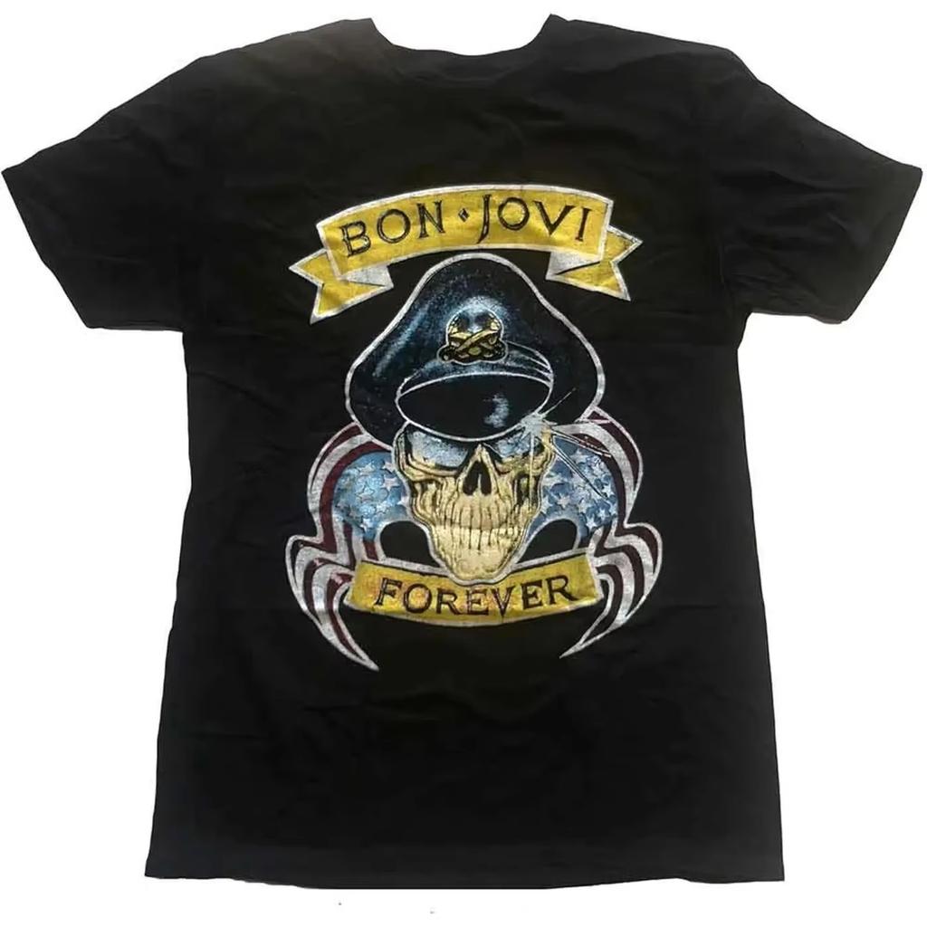 2026 Hot Sale Bon Jovi T-Shirt Heart & Dagger Logo Bon Jovi Shirt Tee Unisex Unisex Cotton Casual Loose Streetwear Oversized Tshirt