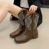 Western cowboy boots women's autumn summer 2025 new thin Sichuan travel medium tube Martin boots Internet celebrity knight short boots
