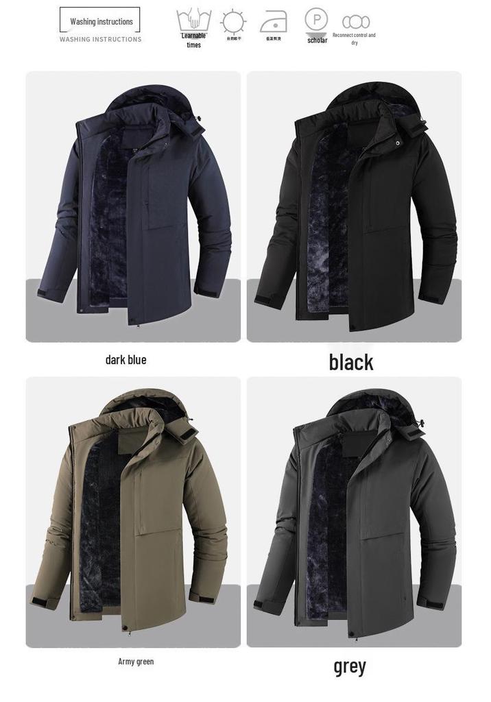 Men's Plus Size Waterproof Windproof Fleece-Lined Winter Mountaineering Jacket