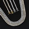 Full Diamond Three-claw Tennis Chain Necklace Men's and Women's Single-row Zircon Collarbone Chain European and American Hip-hop Light Luxury