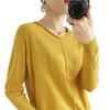 Baumwollpullover im koreanischen Stil mit gerolltem Saum und Rundhalsausschnitt für Damen, langärmlig und locker geschnitten