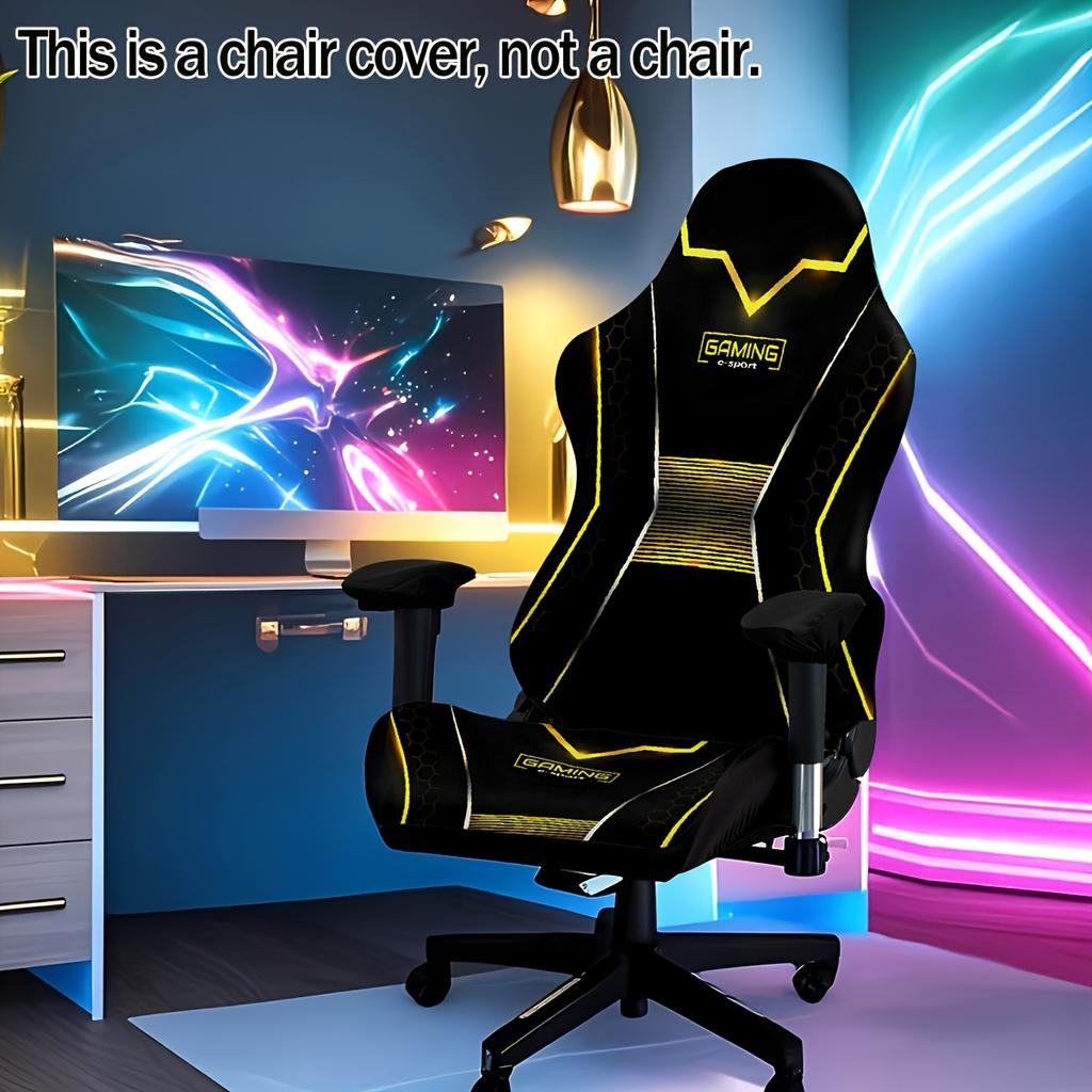 4pcs Set High Elasticity Office and Gaming Chair Cover Set Technology Planet Code Chair Cover Home Office Decoration Washable