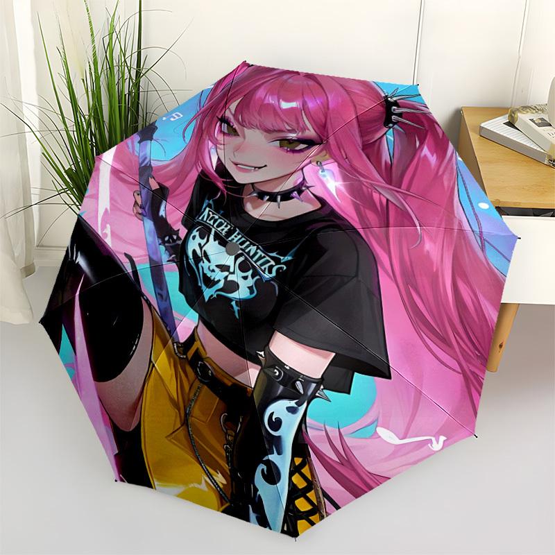 1PC KPop Demon Hunters Automatic Folding Umbrella, Automatic Folding Umbrella with 8 Ribs, Convenient for Outdoor Use  024