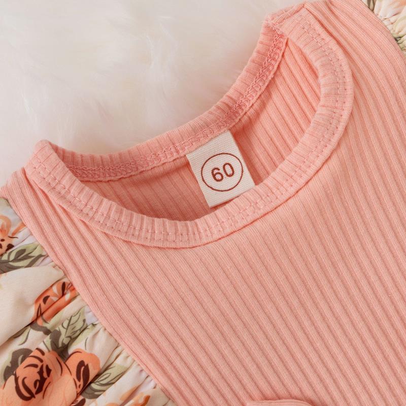 Summer Floral Short Sleeve Newborn Romper for 0-1 Year Olds - European & American Style