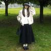 Women's Elastic Waist Slimming Skirt - Spring/Autumn Versatile Solid Color, Loose Artistic Style