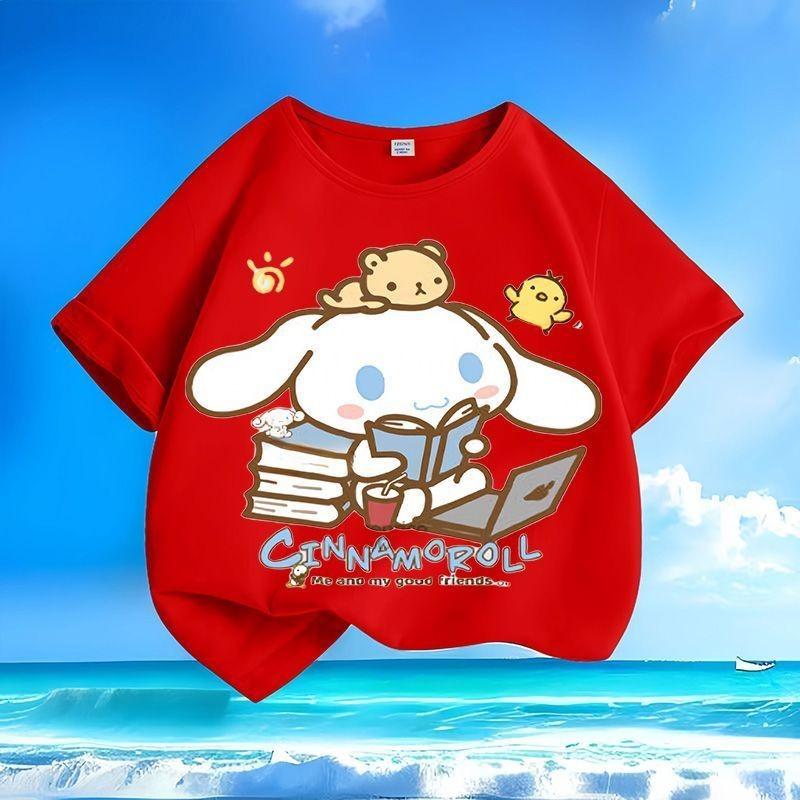 Детская футболка с принтом Cinnamoroll Горячая распродажа Лето Новинка Круглый вырез Многофункциональная Дышащая футболка 160 white