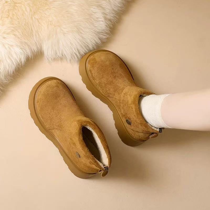 Thick-soled Snow Boots, Small Height-increasing Women's Autumn and Winter New Fashionable Versatile Velvet Warm Women's Cotton Shoes
