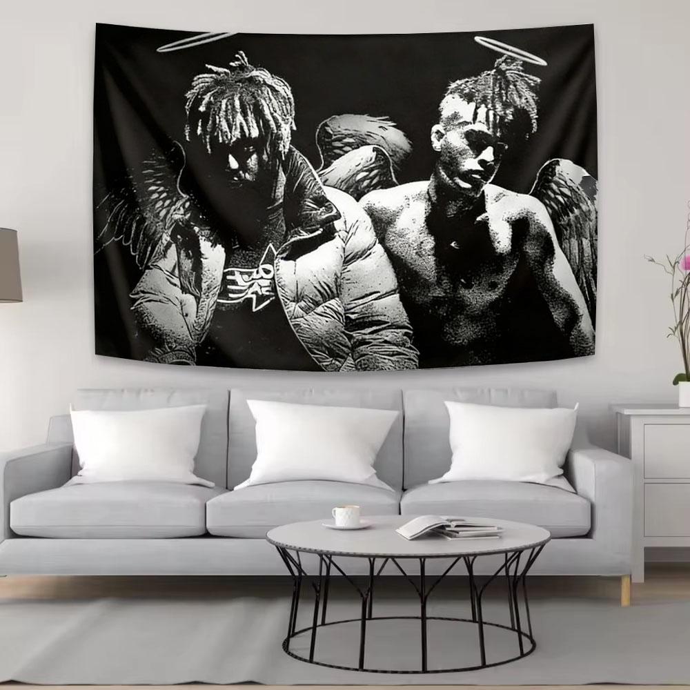 

XXXTentacion Black White Tapestry Wall Art Aesthetic Room Decor Hip Hop Rap Music Fans Wall Hanging For Bedroom Dorm Living Room 74x94cm(29x37in)
