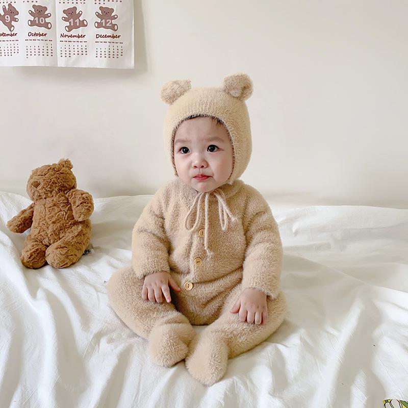 Influencer Baby Autumn Onesie Cute Bear Mink Velvet Romper