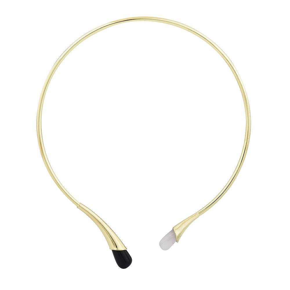 Natural Stone Teardrop Choker Necklace with 18k Gold Plating
