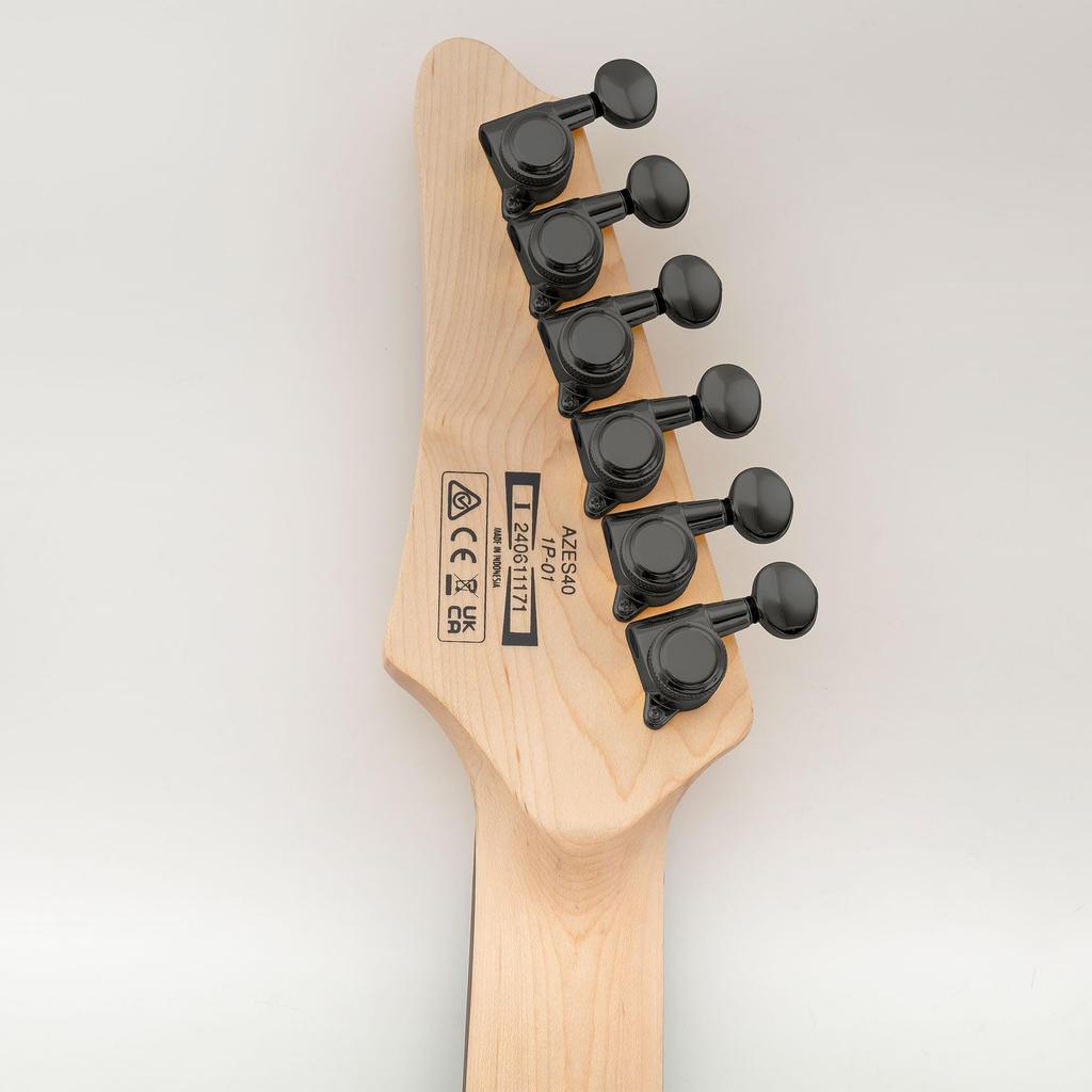 Musiclily Pro Locking Gear Vintage Oval for Stratocaster and Telecaster Electric Black 6-in-line Tuners, 181 Ratio, Buttons, 45-degree Screws,