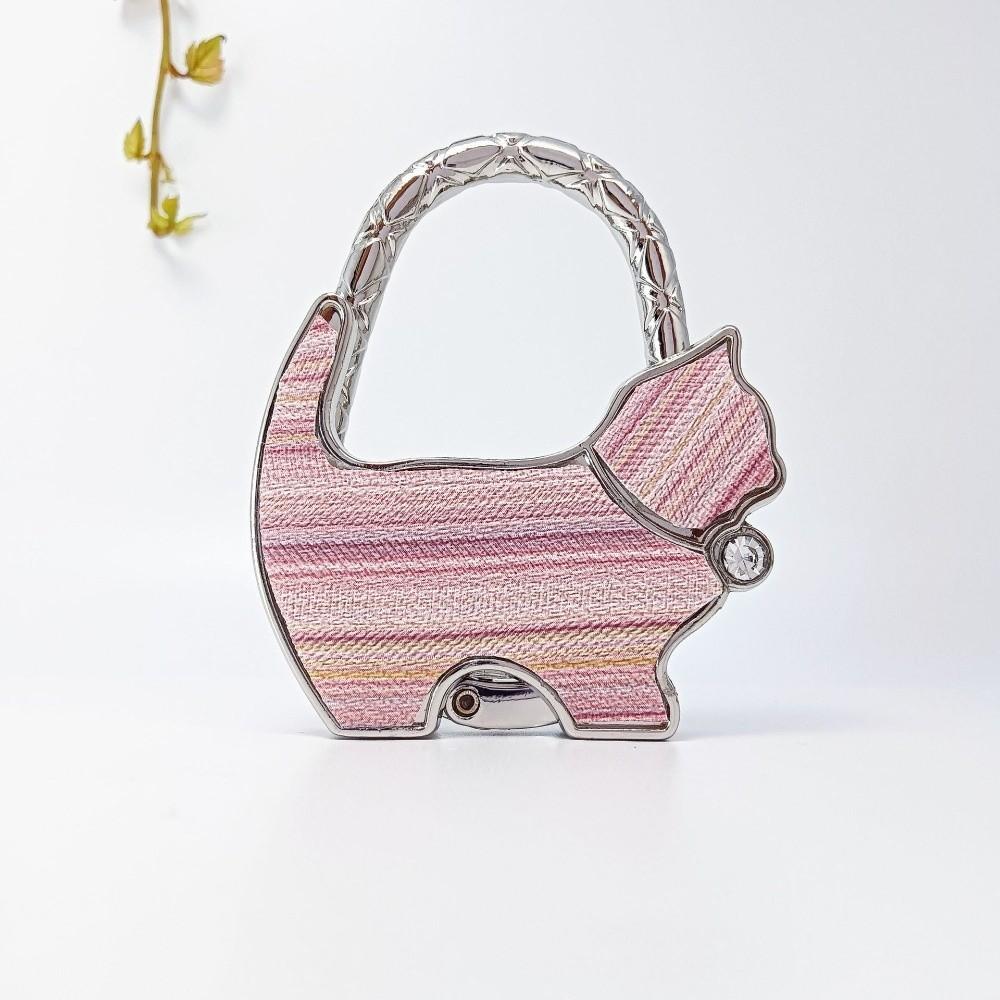 Cute Shape Cat Handbag Hook Lovely Design Foldable Folding Bag Hook Portable Alloy Material Table Edge Hook Home Decoration