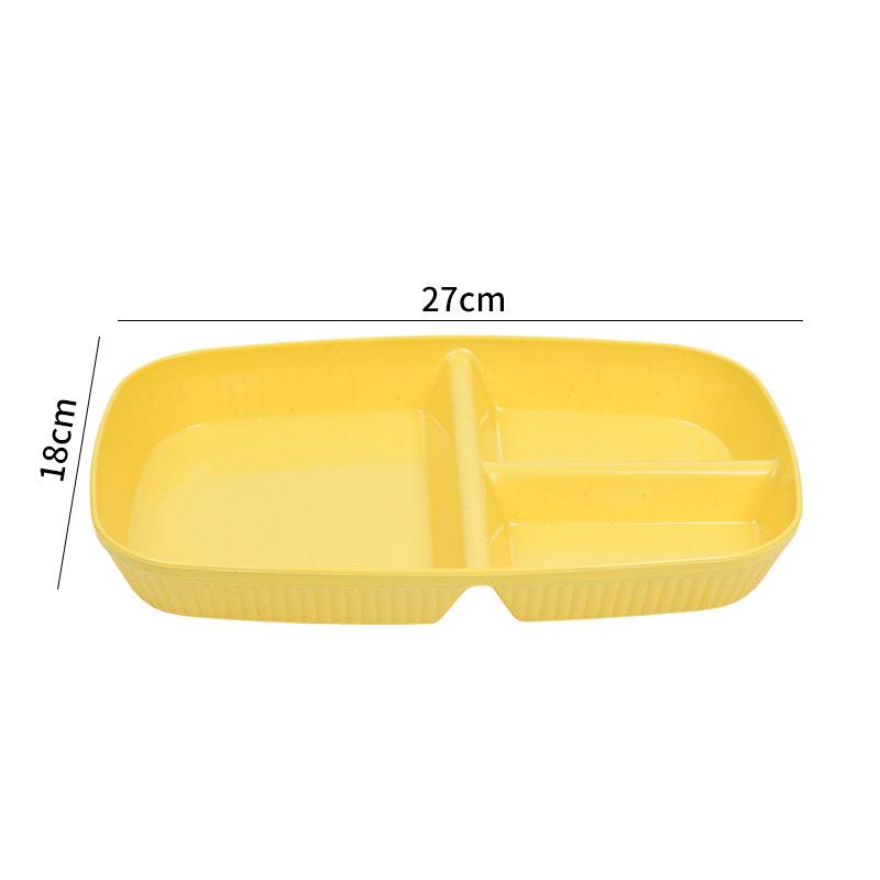 Household Simple Wheat Straw Compartment Dinner Plate Multifunctional Dinner Plate Noodles Vegetables Breakfast Plastic Plate