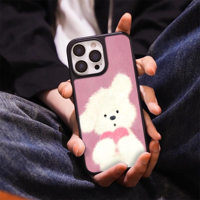 Love puppy applies to iPhone17Pro mobile phone case 15 matte PC16 cute 13 black frame 12/13 female hard case