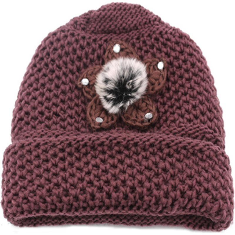 Medium Old Man Hat Female Winter Grandma Knitted Warm Wool Plush Mother Old Man Hat Cold Wind Thickened