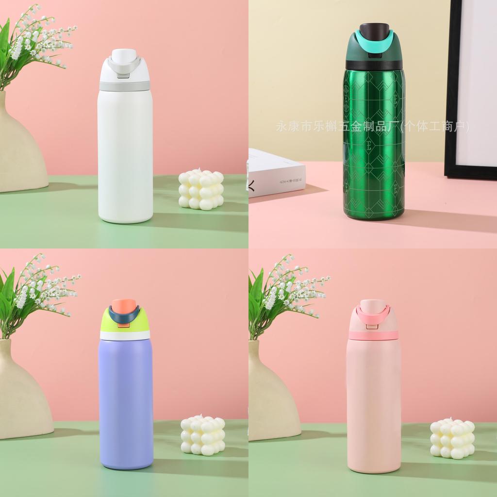 Double Drinking Fruit Cup 304 Stainless Steel Insulated Bottle With Lock For Sports And Travel