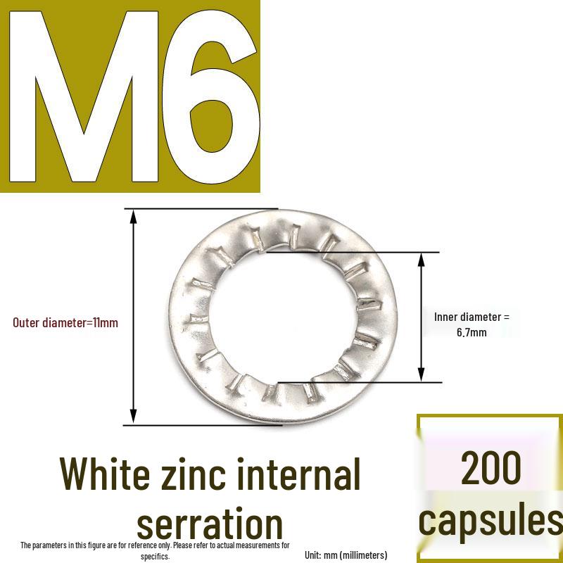 304 Stainless Steel External & Internal Tooth Lock Washer, Anti-Slip, Anti-Loosening, Size M6-M30
