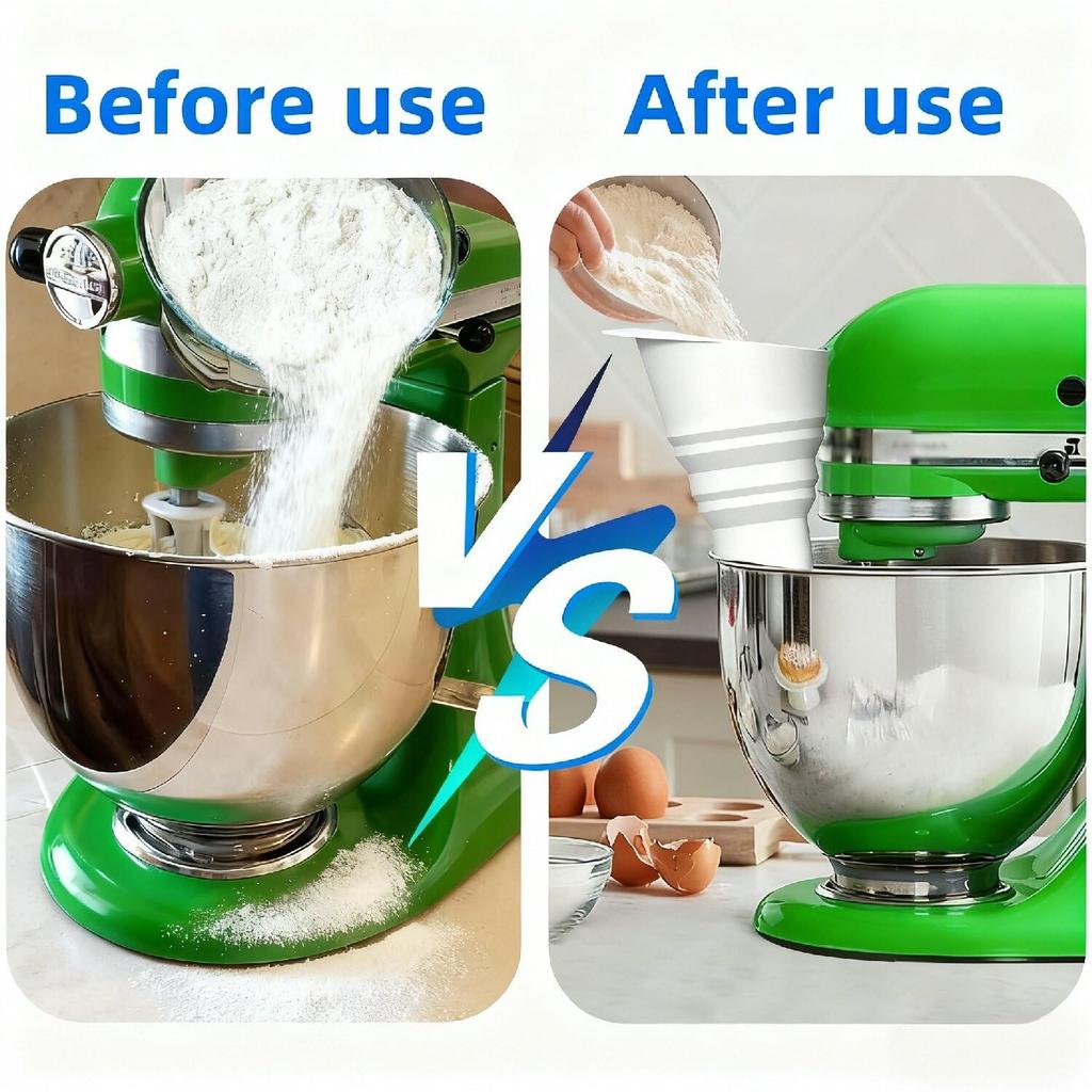 Funnel for Kitchen Aid Mixer, Silicone Funnel Foldable Kitchen Funnels Stand Mixer Attachment, Fits Kitchen Aid Artisan Ksm150 5-Quart Tilt-Head