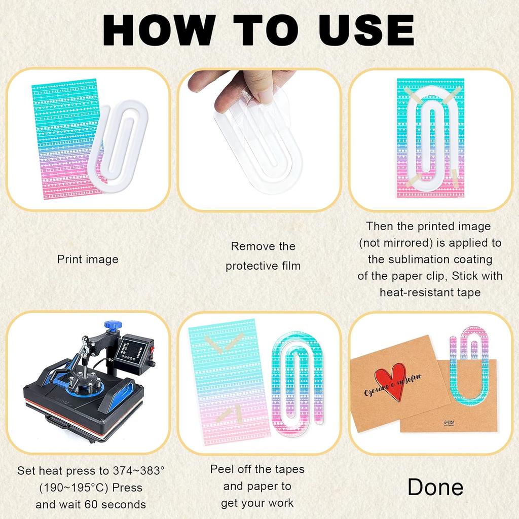 10 Pack Sublimation Blanks Acrylic Paper Clips, 4" x 2" Jumbo Paper Clips Clear for Heat Transfer DIY Design, School Classroom Stationery Office,