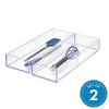 Clear Plastic Drawer Organizer Set Stackable Modular Storage Solution Silverware Kitchen Office Vanity 2-Piece Durable 4x12x2