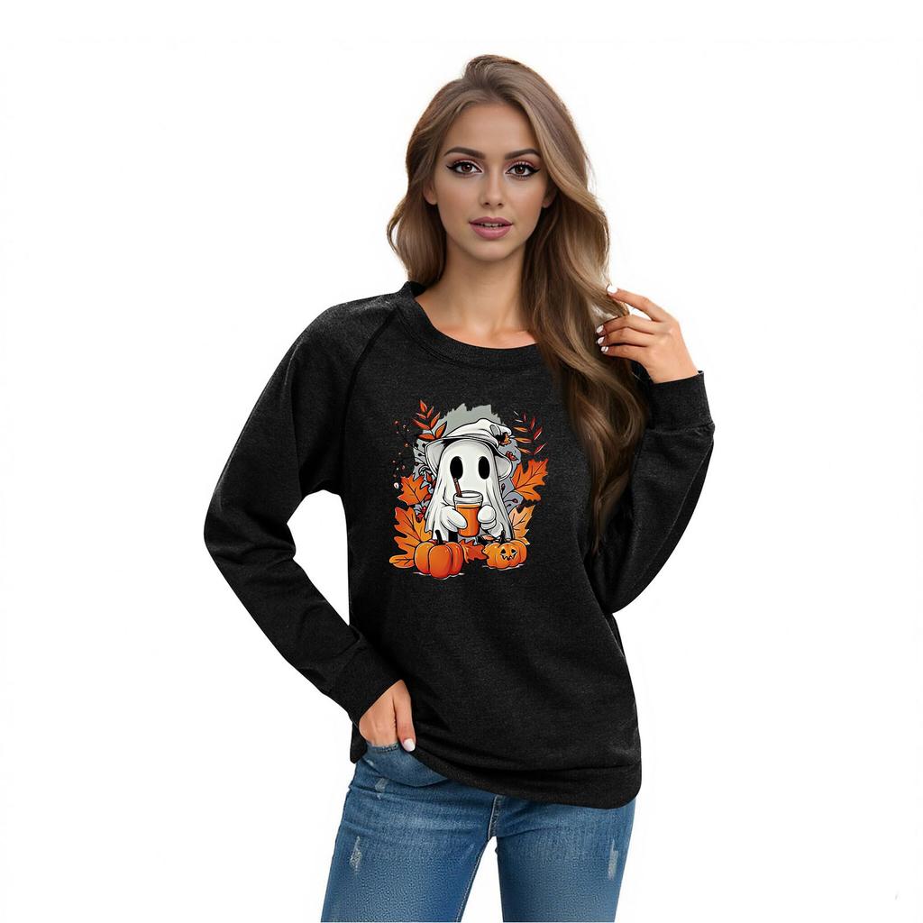 Women's Casual  Raglan O-neck Long Sleeve Halloween Print Top