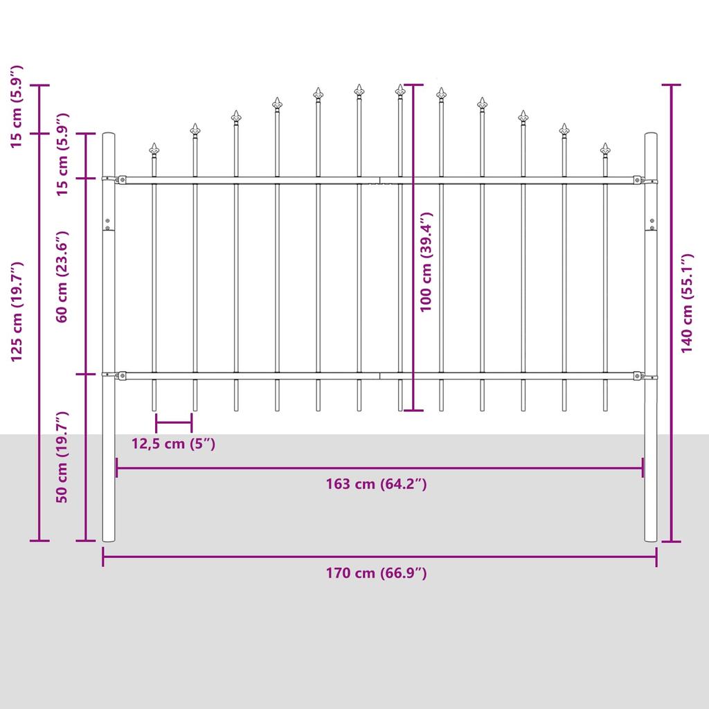 Garden Fence Woerden Gray 170 x 140 cm Powder Coated Steel